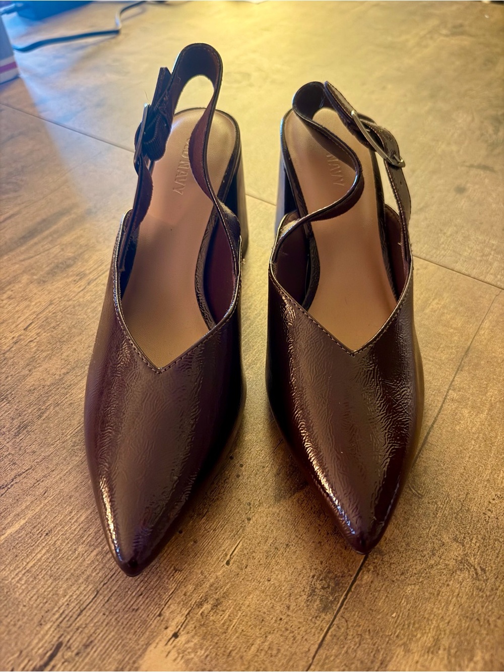 Slingback Pointed-Toe Pumps in Dark Brown